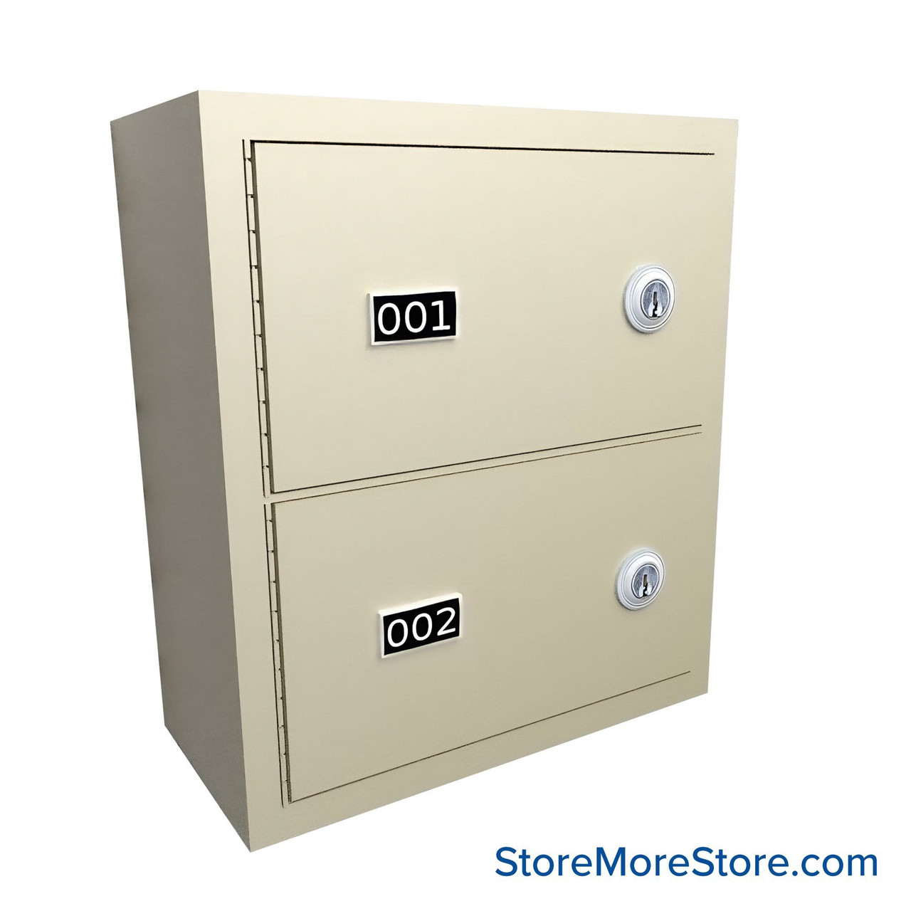 Wall Mounted Gun Locker, 13" W x 6.5" D x 14.25" H, 2 Compartments, Vertical, Master Key Lock