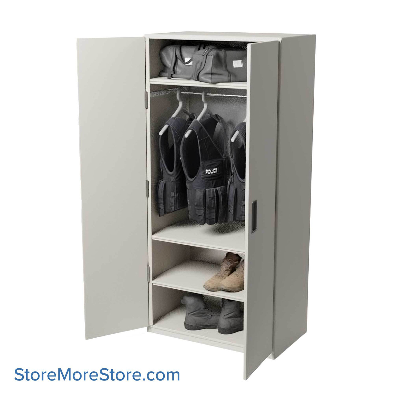 Police Gear Racks, 42" Wide, Double Door, Digital Lock