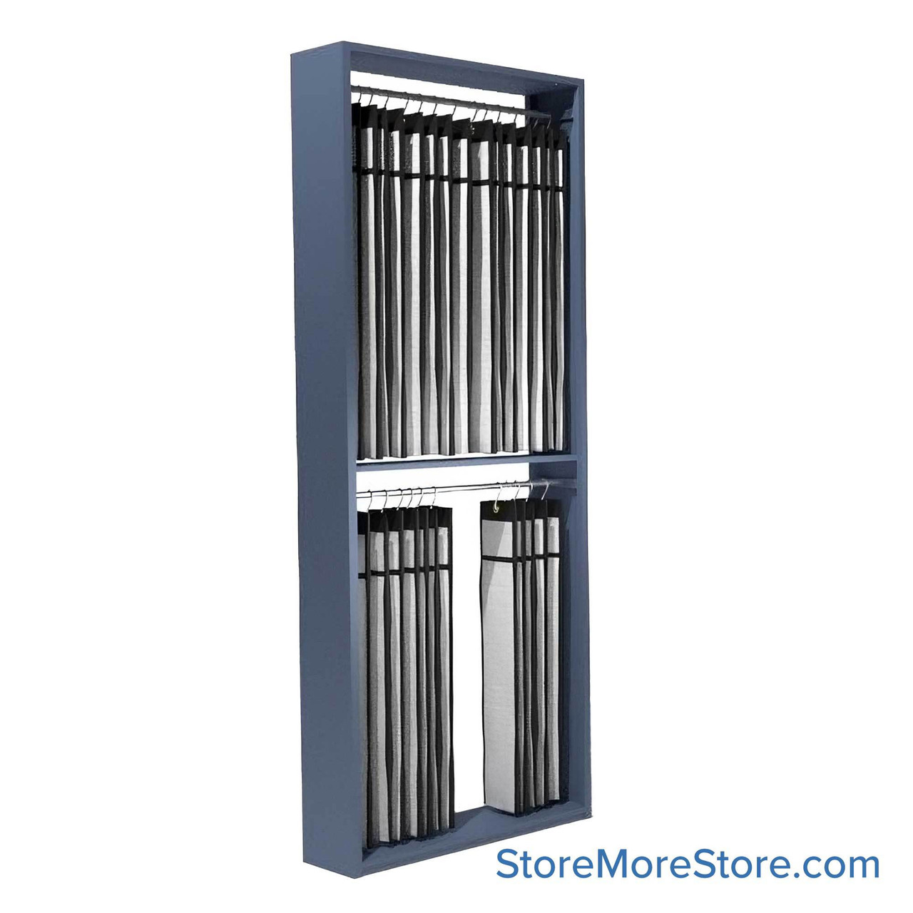 Gun Storage Shelves, 48" W x 15" D x 116.75" H, 2 Hanging Levels
