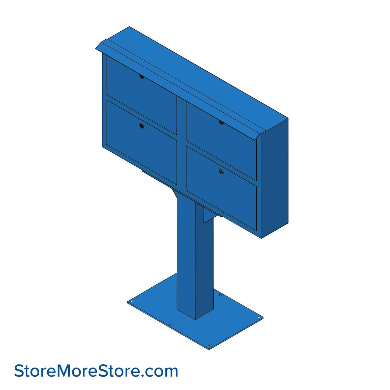 Pedestal Mounted Outdoor Pistol Lockers, 35" W x 47.5" H, Pedestal Mount, 4 Compartments