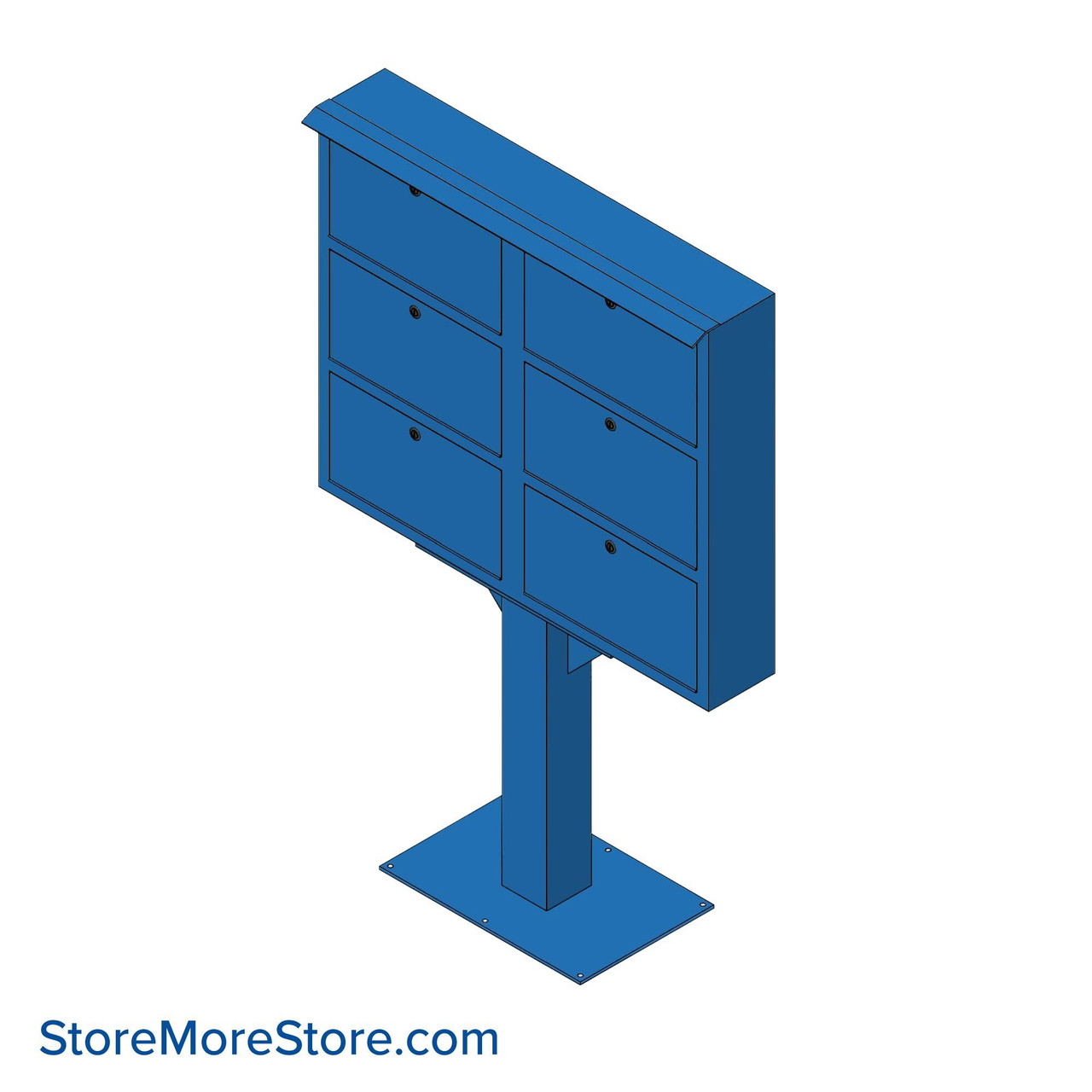 Pedestal Mounted Outdoor Pistol Lockers, 35" W x 57" H, Pedestal Mount, 6 Compartments