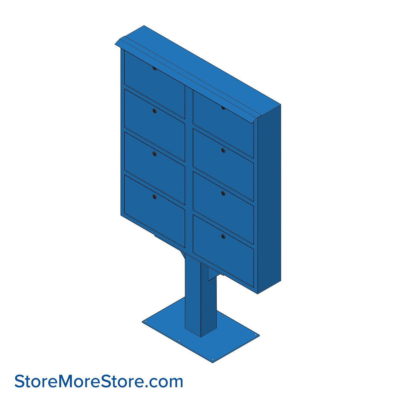 Pedestal Mounted Outdoor Pistol Lockers, 35" W x 63" H, Pedestal Mount, 8 Compartments