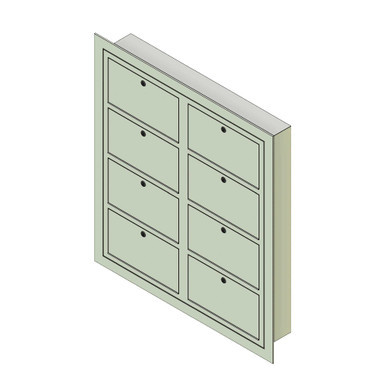 Flush Mounted Outdoor Pistol Lockers, 39" W x 43" H, Recessed Wall Mount, 8 Compartments