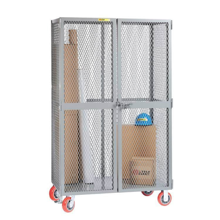 Wire Mesh Cabinet, 63" W x 31" D x 78" H, 6" Polyurethane, Floor Lock