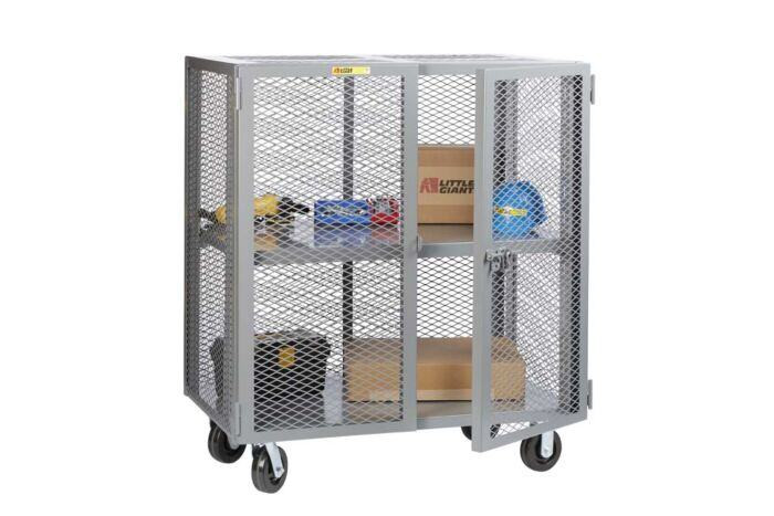 Wire Mesh Cabinet, 51" W x 31" D x 52" H, 1 Adjustable Shelf, 6" Phenolic
