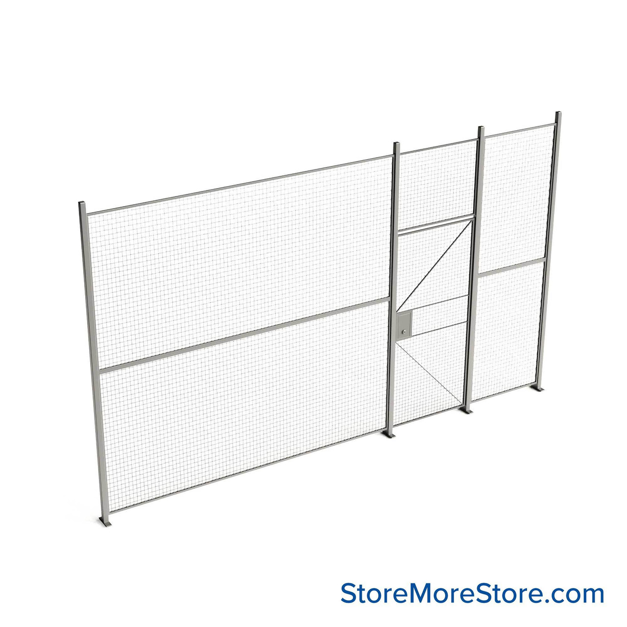 Wire Security Cage, 200" W x 2" D x 125.25" H, 1 Side, 3" Hinged Door