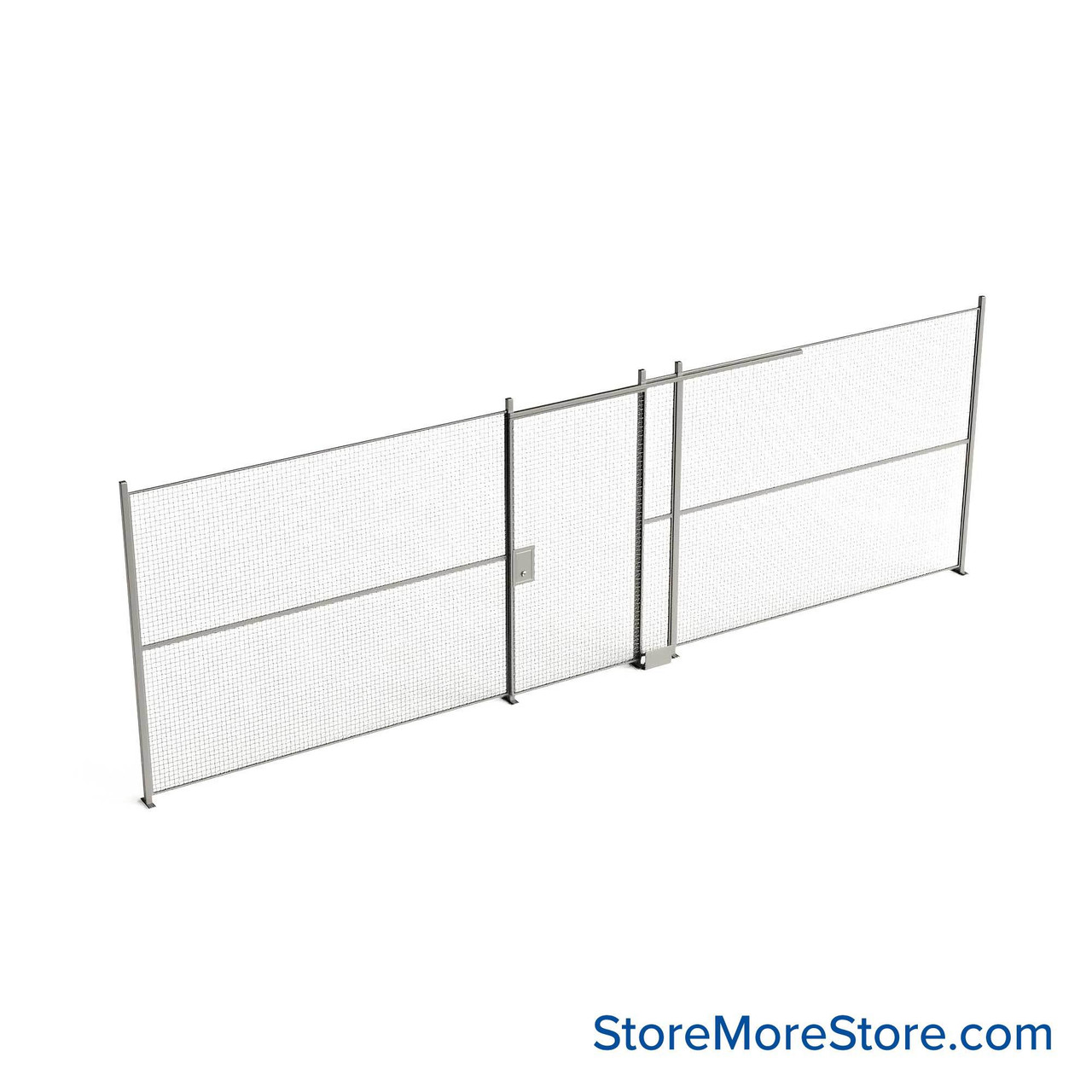 Wire Security Cage, 310" W x 2" D x 101.25" H, 1 Side, 4" Sliding Door