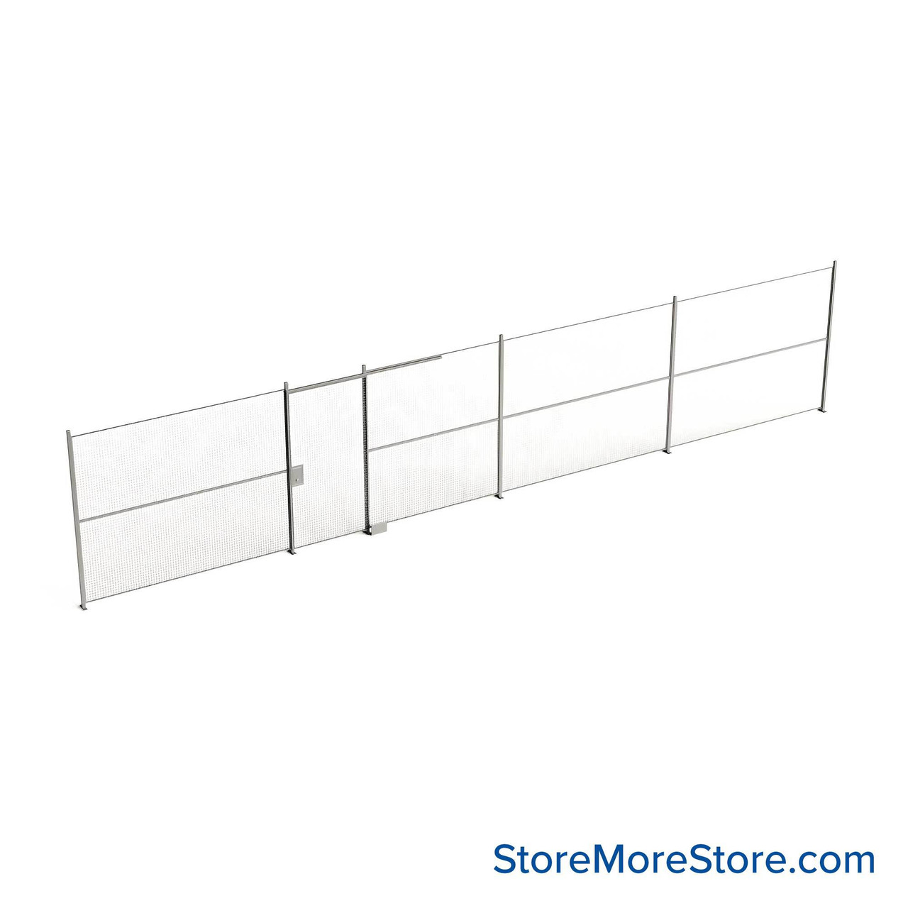 Wire Security Cage, 504" W x 2" D x 101.25" H, 1 Side, 4" Sliding Door