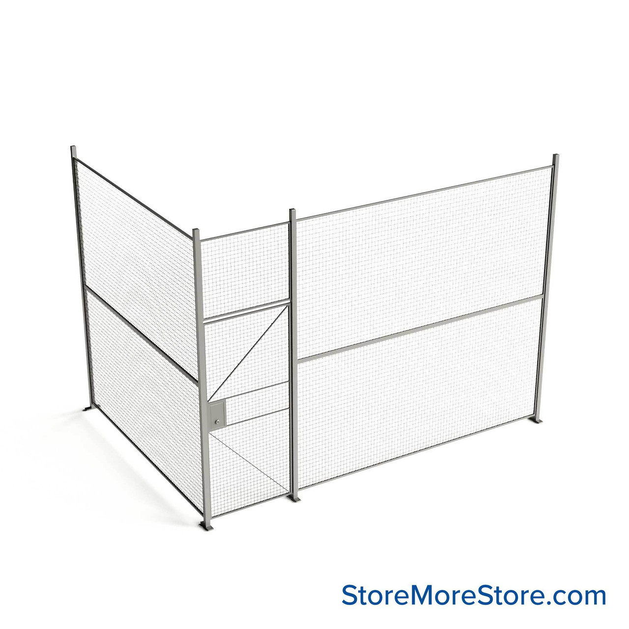 Wire Security Cage, 156" W x 112" D x 125.25" H, 2 Side, 3" Hinged Door