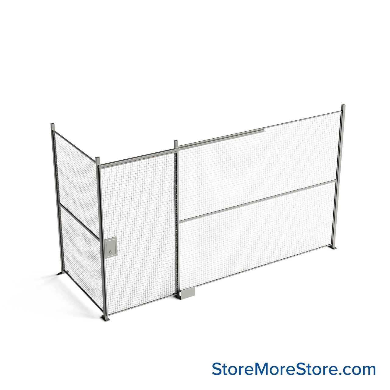 Wire Security Cage, 174" W x 64" D x 125.25" H, 2 Side, 4" Sliding Door
