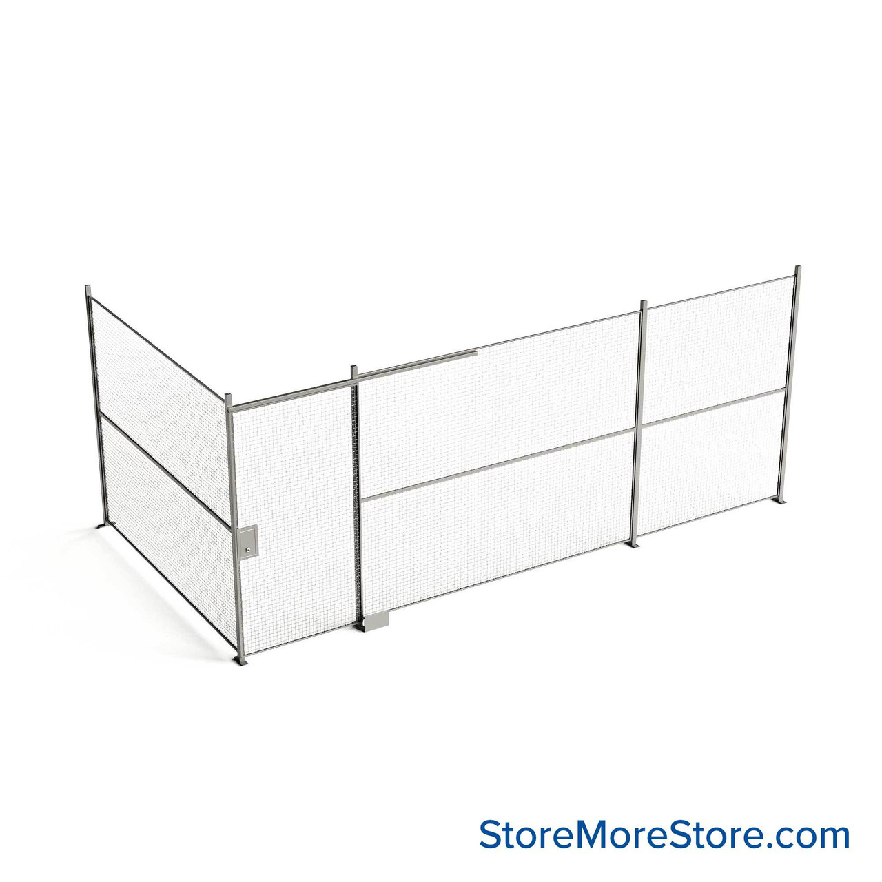 Wire Security Cage, 248" W x 124" D x 101.25" H, 2 Side, 4" Sliding Door