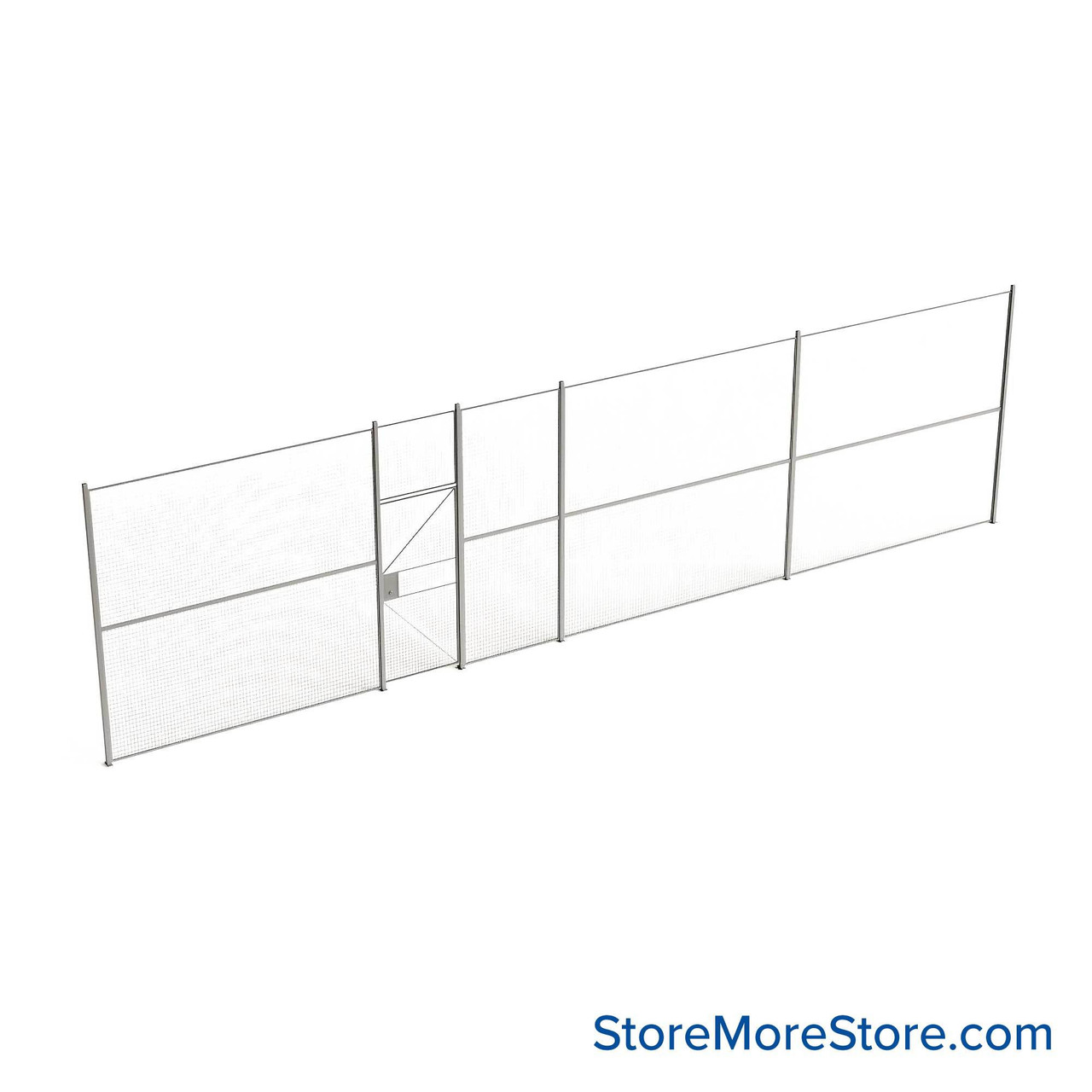 Wire Security Cage, 456" W x 2" D x 125.25" H, 1 Side, 3" Hinged Door