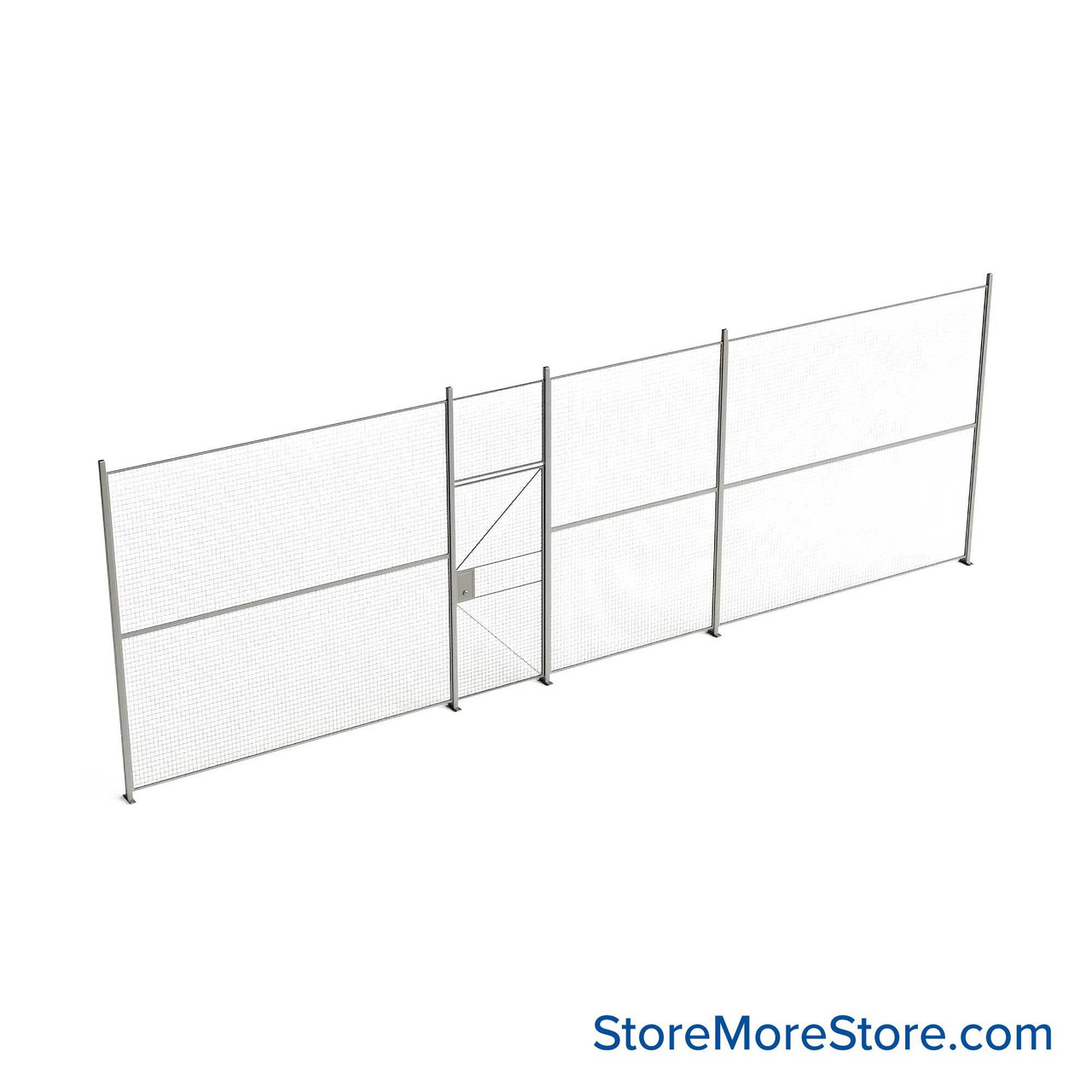 Wire Security Cage, 358" W x 2" D x 125.25" H, 1 Side, 3" Hinged Door