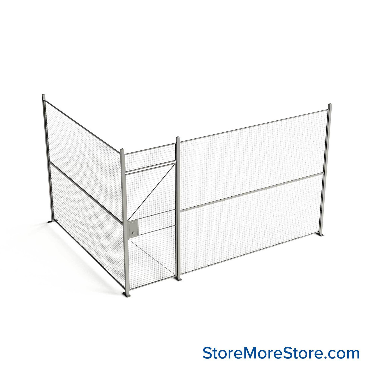 Wire Security Cage, 156" W x 124" D x 101.25" H, 2 Side, 3" Hinged Door