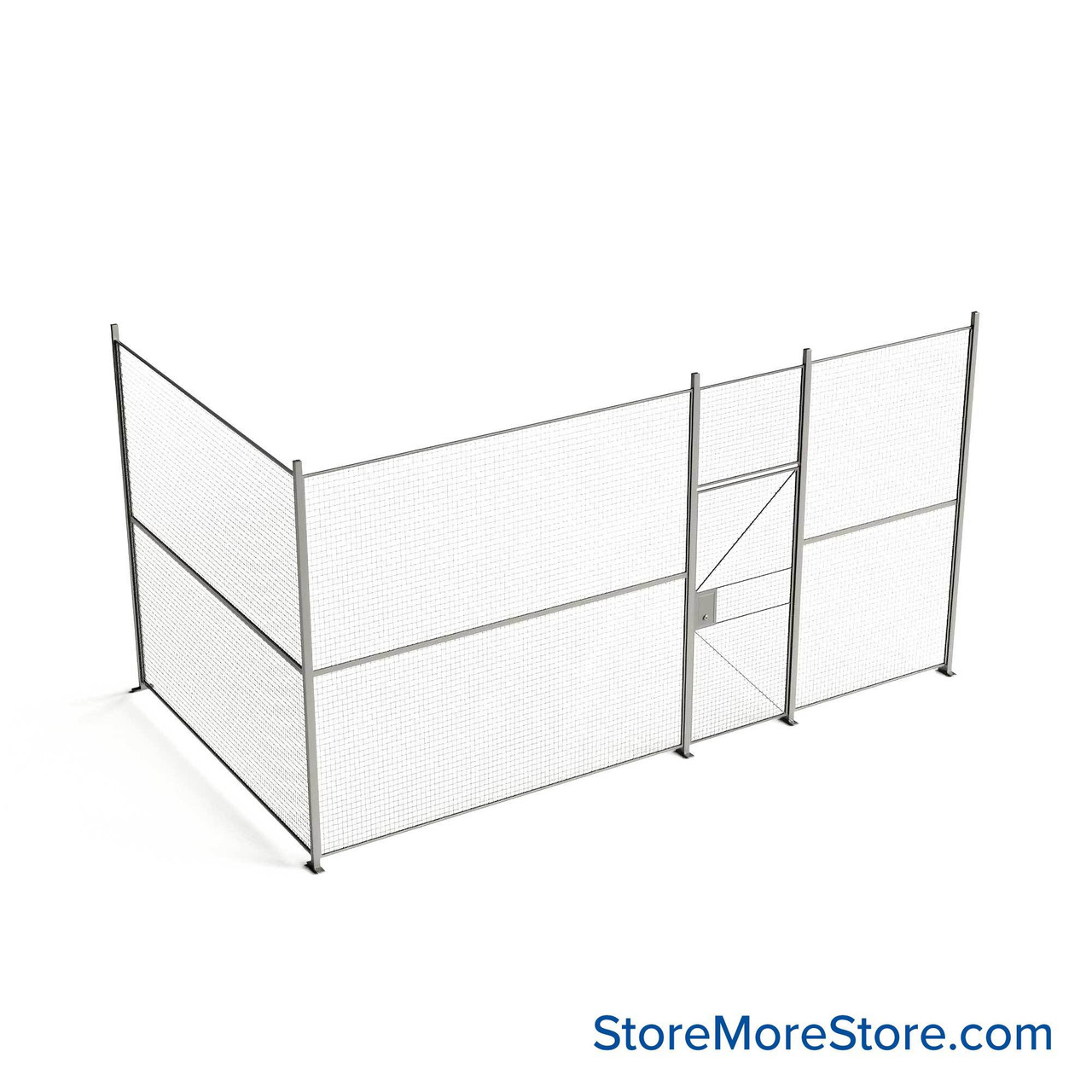 Wire Security Cage, 224" W x 124" D x 125.25" H, 2 Side, 3" Hinged Door