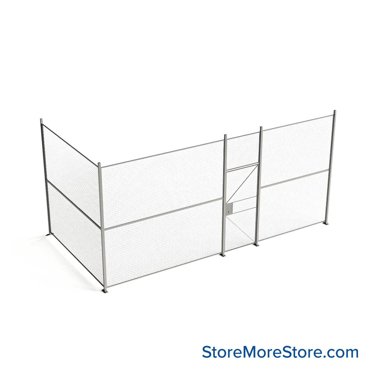 Wire Security Cage, 248" W x 124" D x 125.25" H, 2 Side, 3" Hinged Door