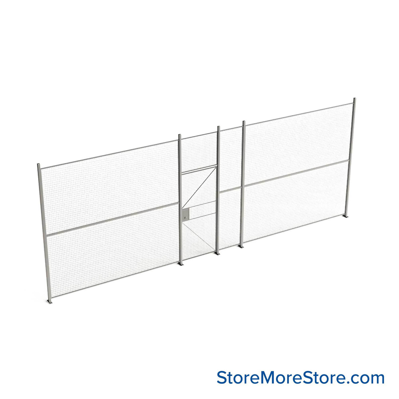Wire Security Cage, 310" W x 2" D x 125.25" H, 1 Side, 3" Hinged Door