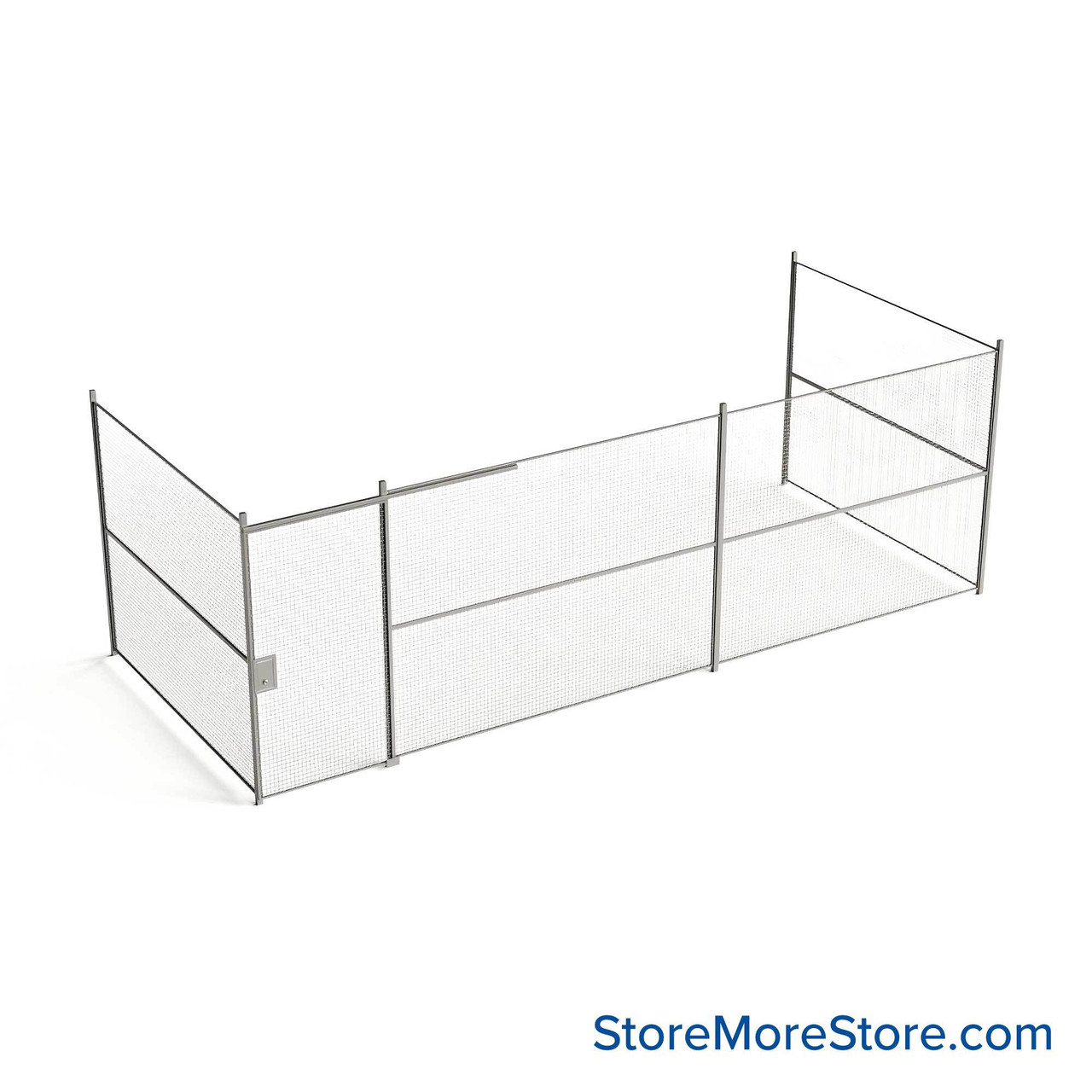 Wire Security Cage, 296" W x 124" D x 101.25" H, 3 Side, 4" Sliding Door