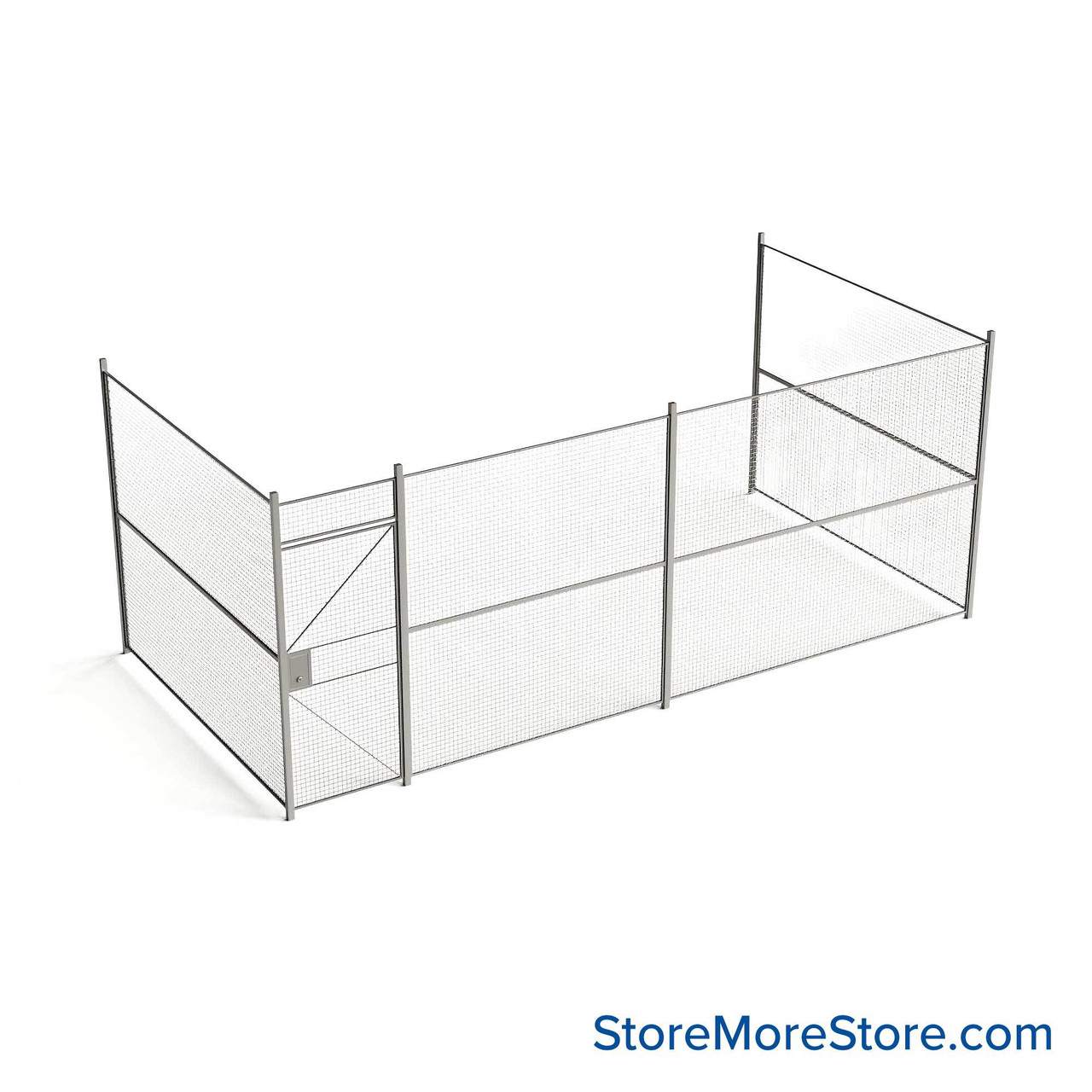 Wire Security Cage, 248" W x 124" D x 101.25" H, 3 Side, 3" Hinged Door
