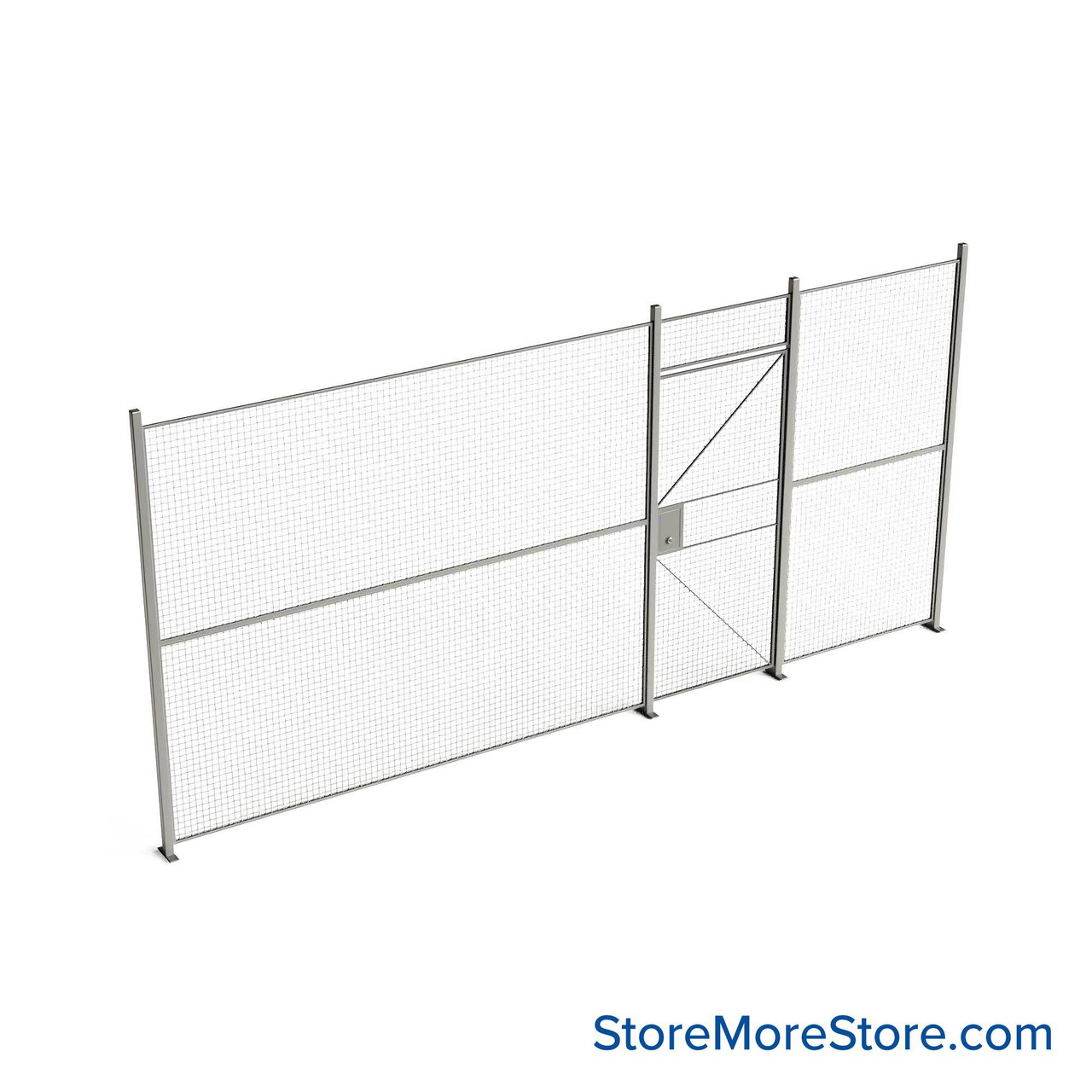 Wire Security Cage, 212" W x 2" D x 101.25" H, 1 Side, 3" Hinged Door
