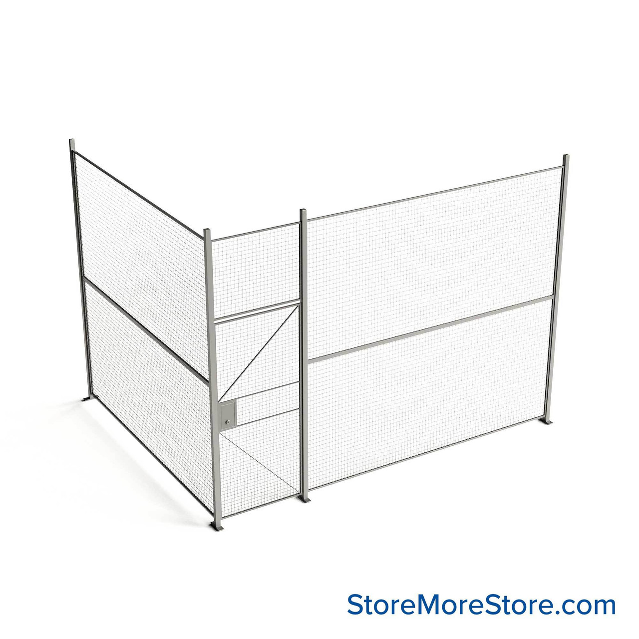 Wire Security Cage, 156" W x 124" D x 125.25" H, 2 Side, 3" Hinged Door