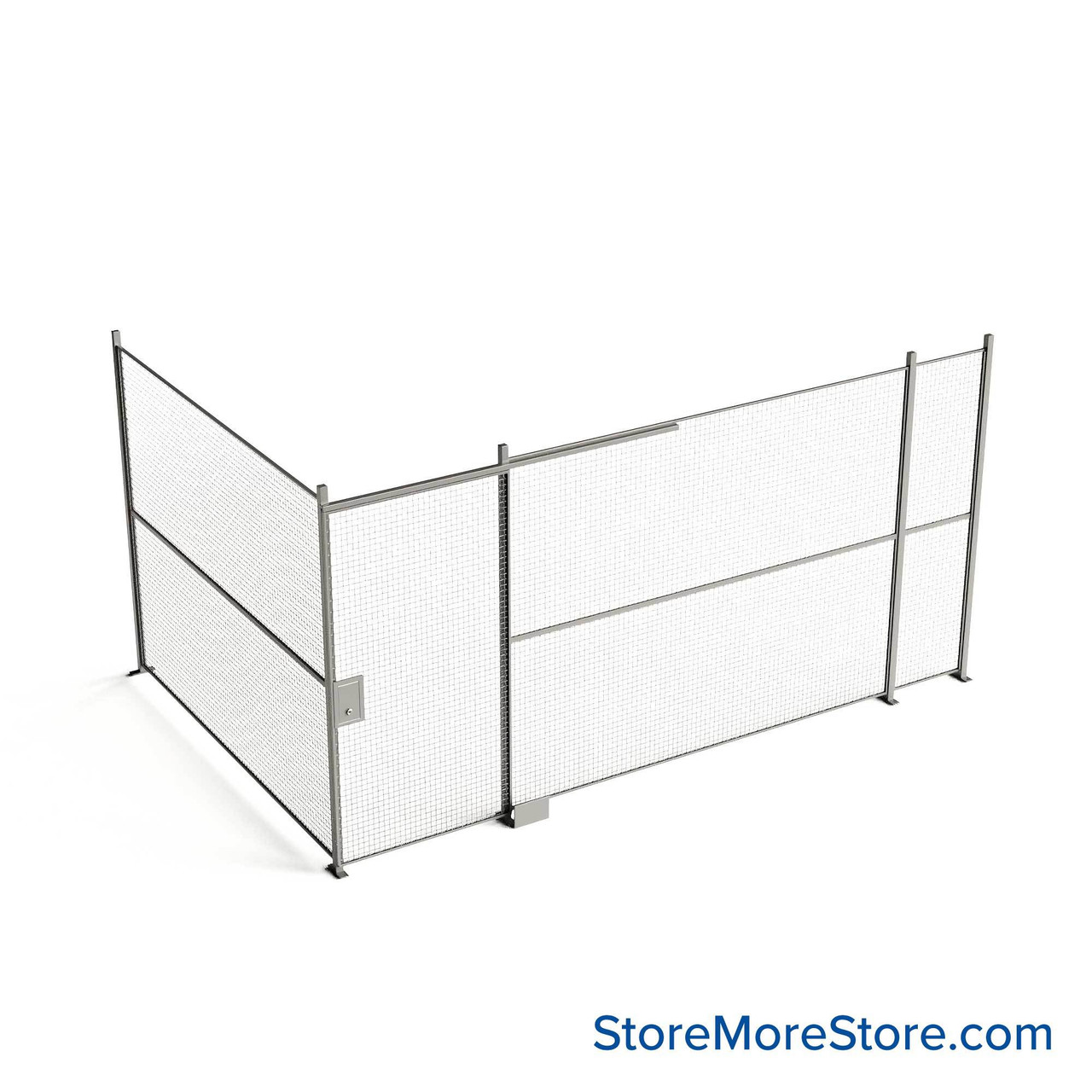 Wire Security Cage, 200" W x 124" D x 125.25" H, 2 Side, 4" Sliding Door