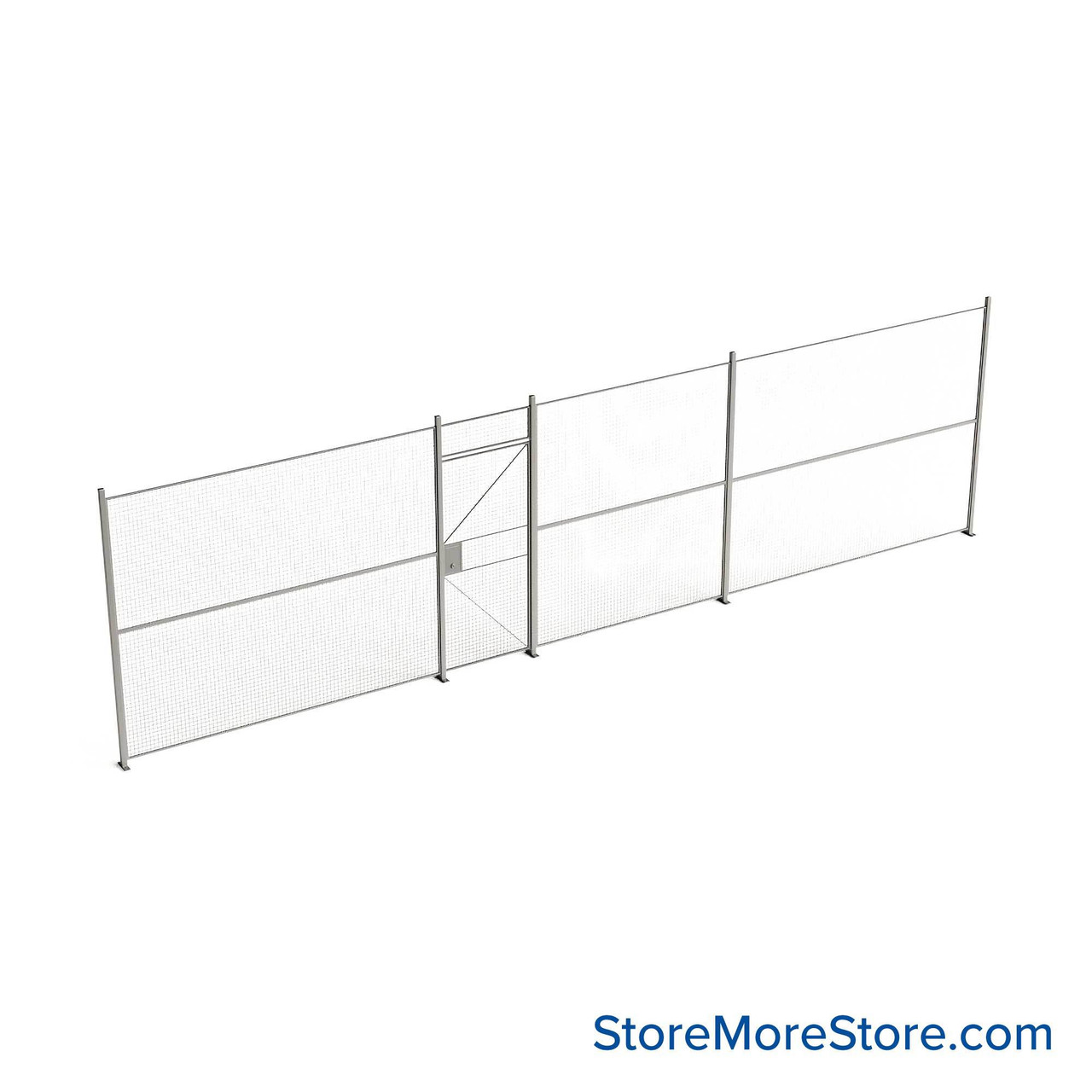 Wire Security Cage, 370" W x 2" D x 101.25" H, 1 Side, 3" Hinged Door