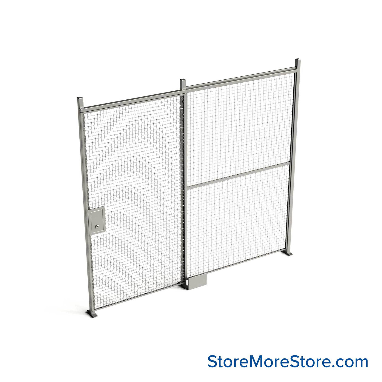 Wire Security Cage, 114" W x 2" D x 101.25" H, 1 Side, 4" Sliding Door