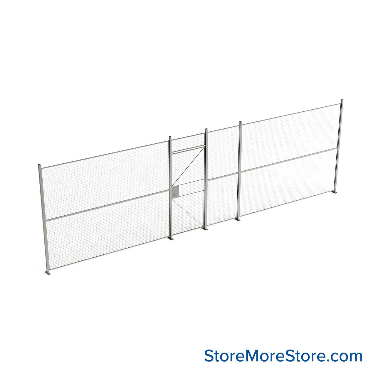 Wire Security Cage, 322" W x 2" D x 101.25" H, 1 Side, 3" Hinged Door