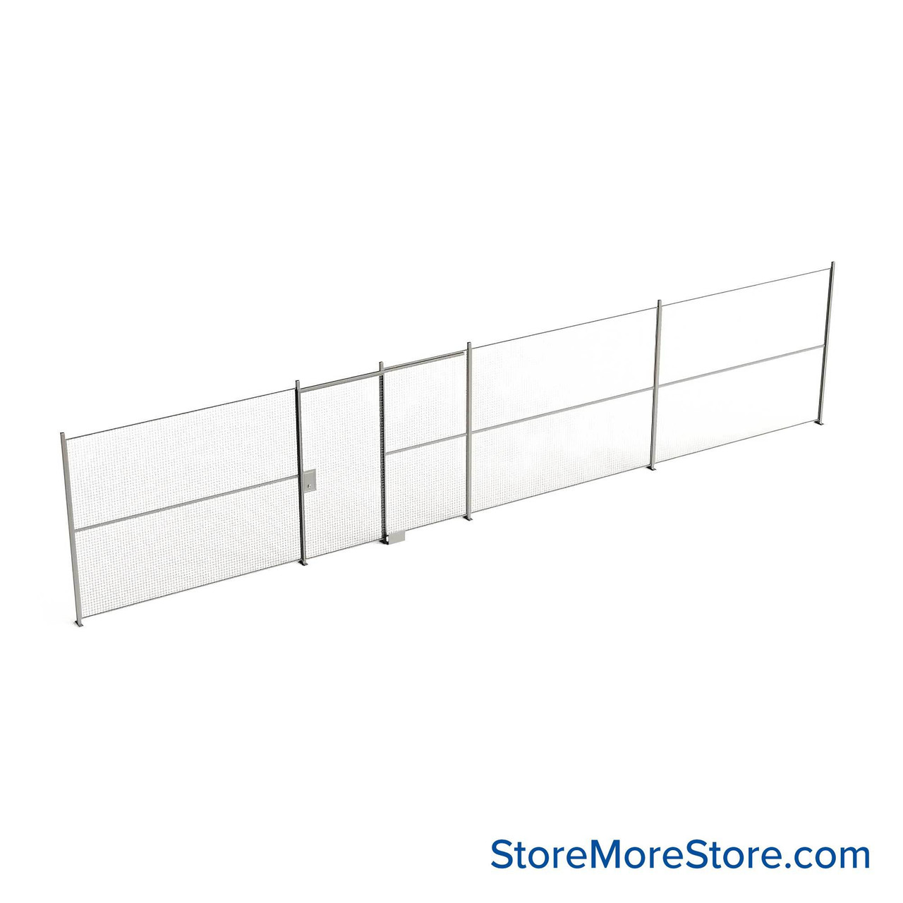 Wire Security Cage, 468" W x 2" D x 101.25" H, 1 Side, 4" Sliding Door