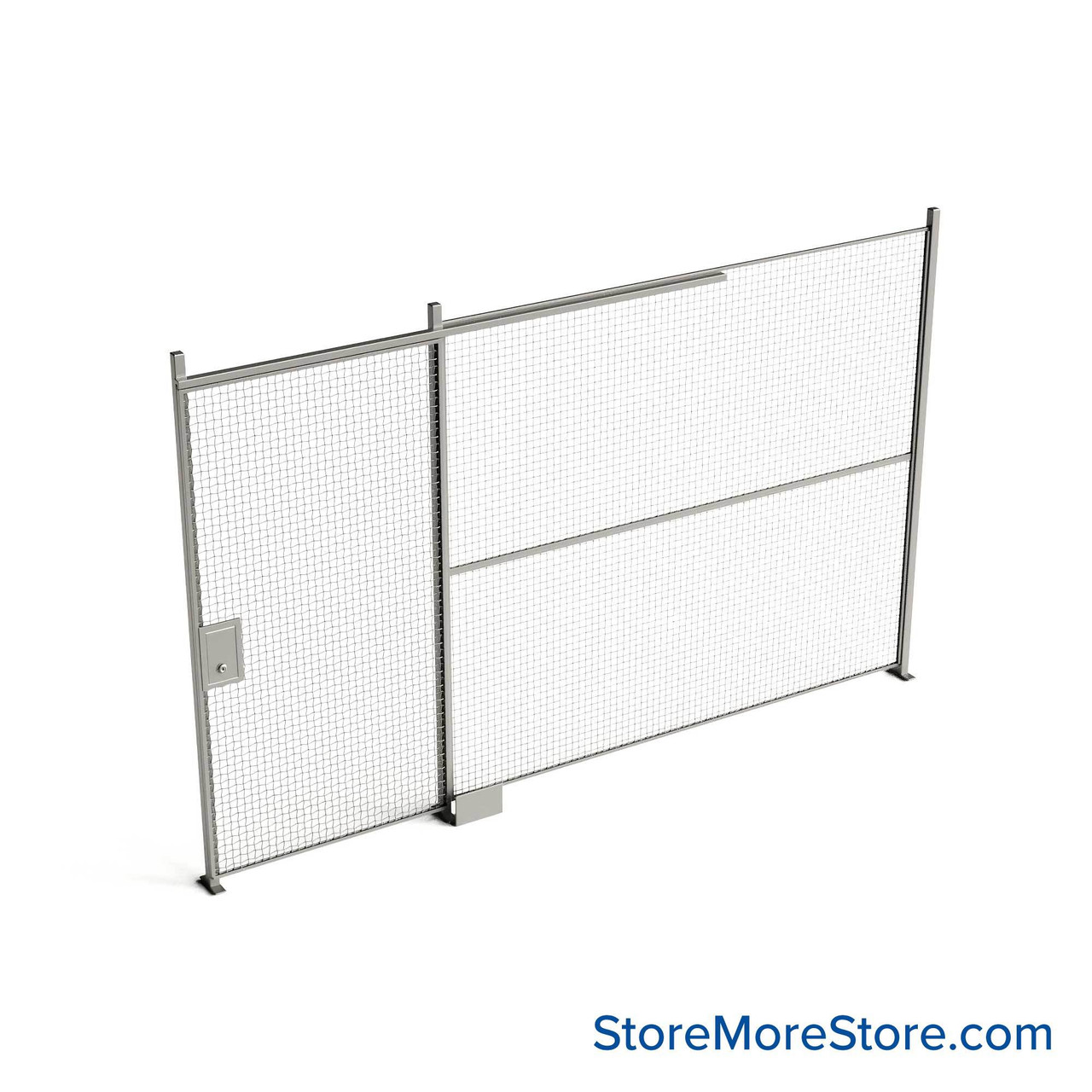 Wire Security Cage, 162" W x 2" D x 101.25" H, 1 Side, 4" Sliding Door