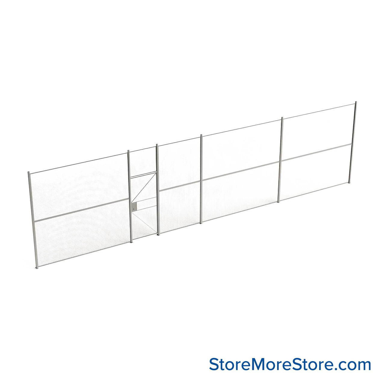 Wire Security Cage, 468" W x 2" D x 125.25" H, 1 Side, 3" Hinged Door