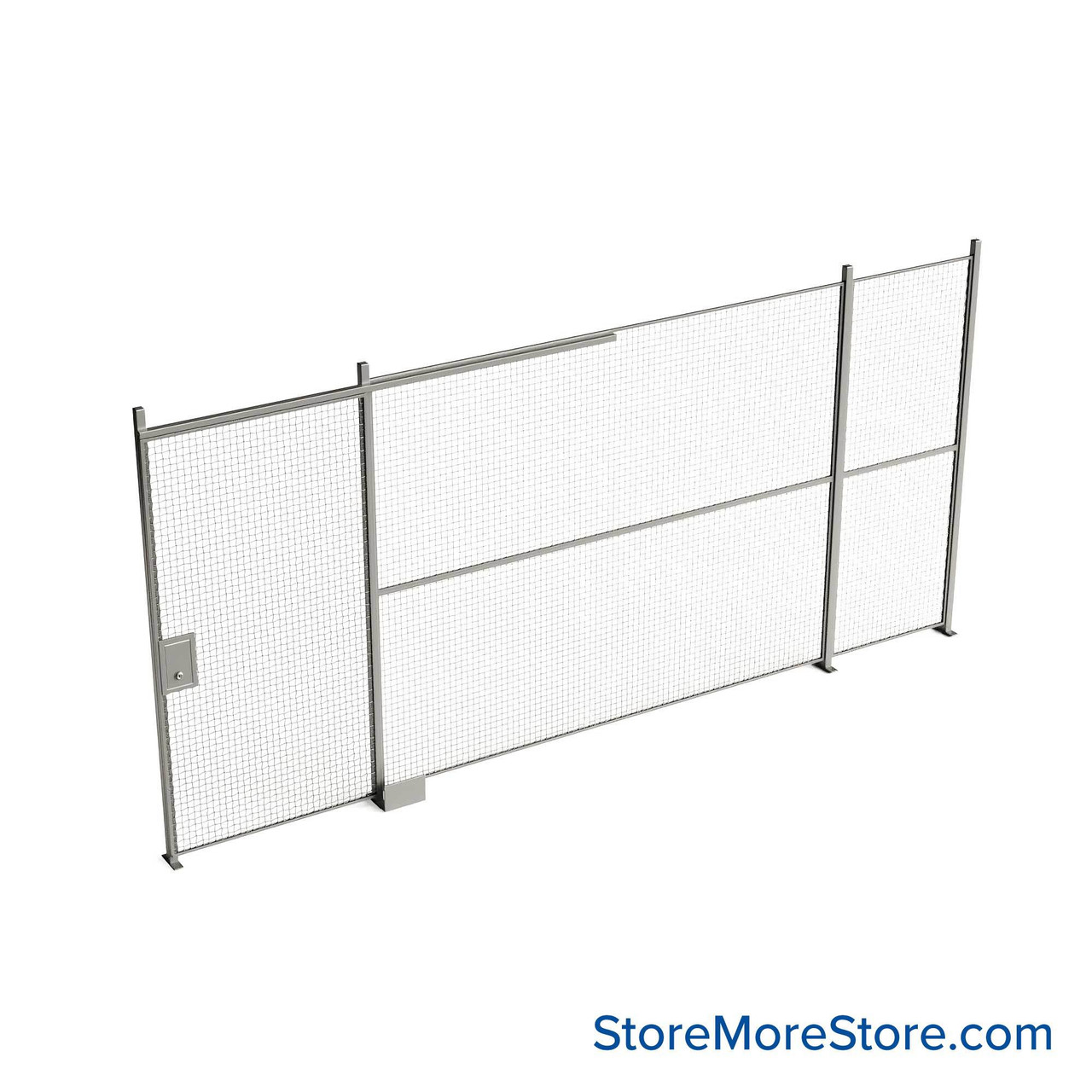 Wire Security Cage, 212" W x 2" D x 125.25" H, 1 Side, 4" Sliding Door