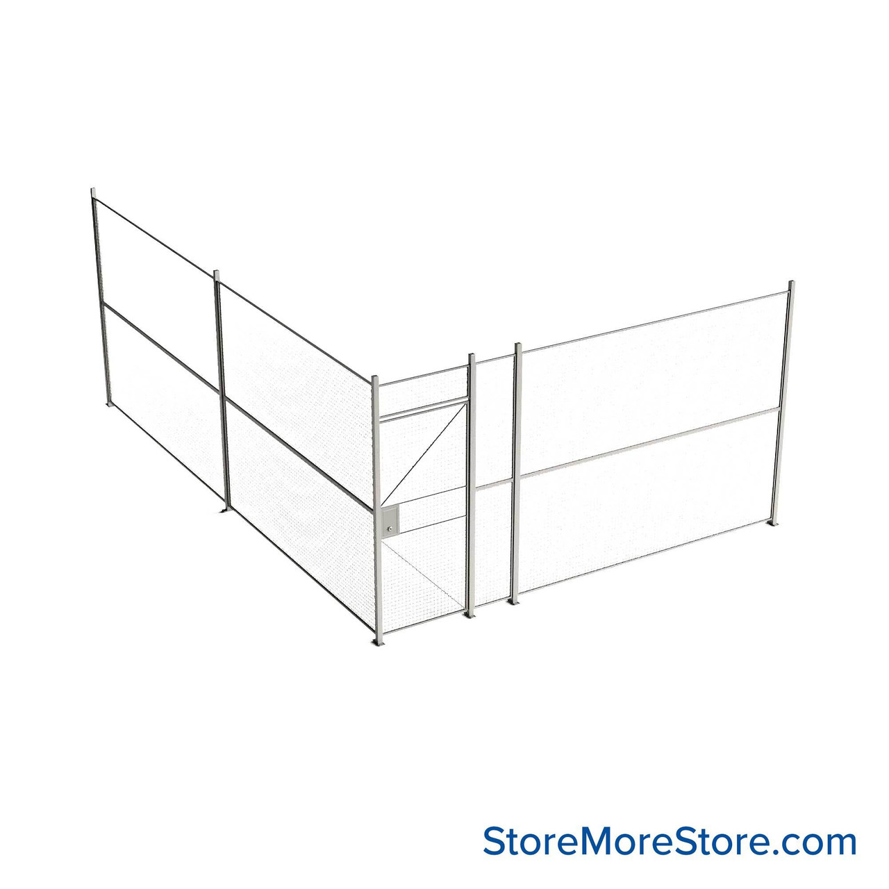 Wire Security Cage, 176" W x 246" D x 101.25" H, 2 Side, 3" Hinged Door