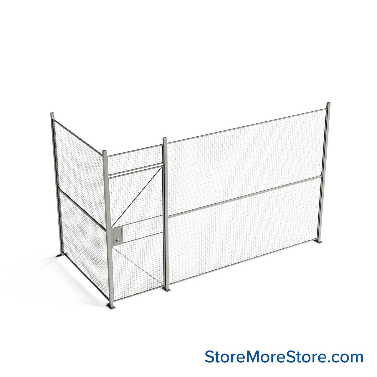 Wire Security Cage, 156" W x 76" D x 101.25" H, 2 Side, 3" Hinged Door