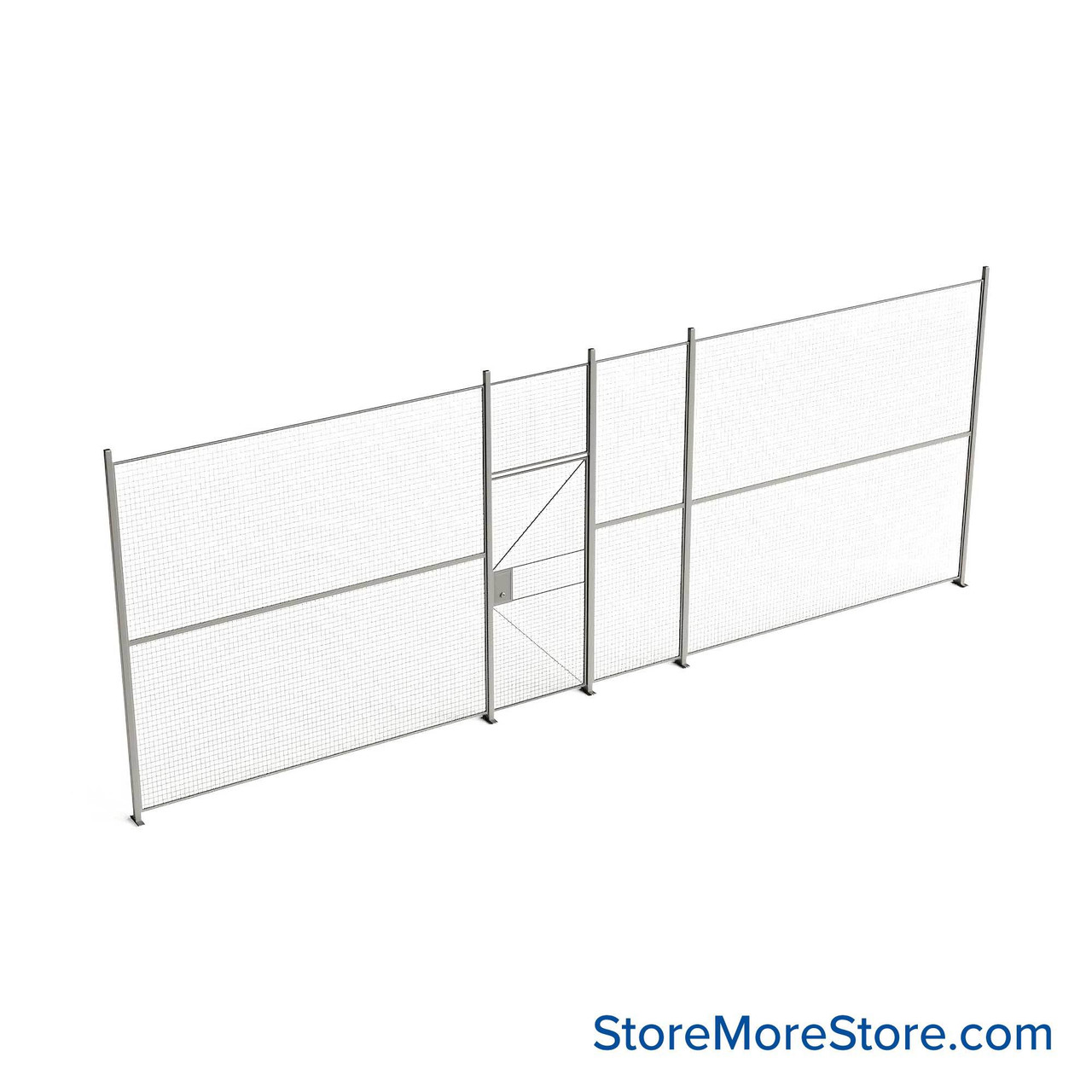 Wire Security Cage, 322" W x 2" D x 125.25" H, 1 Side, 3" Hinged Door