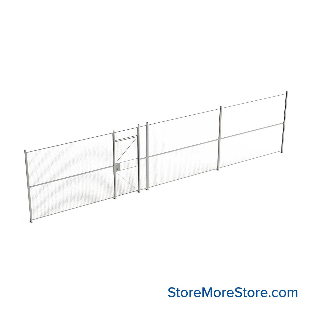 Wire Security Cage, 420" W x 2" D x 101.25" H, 1 Side, 3" Hinged Door