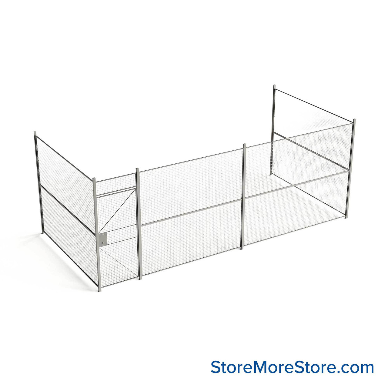 Wire Security Cage, 260" W x 124" D x 101.25" H, 3 Side, 3" Hinged Door