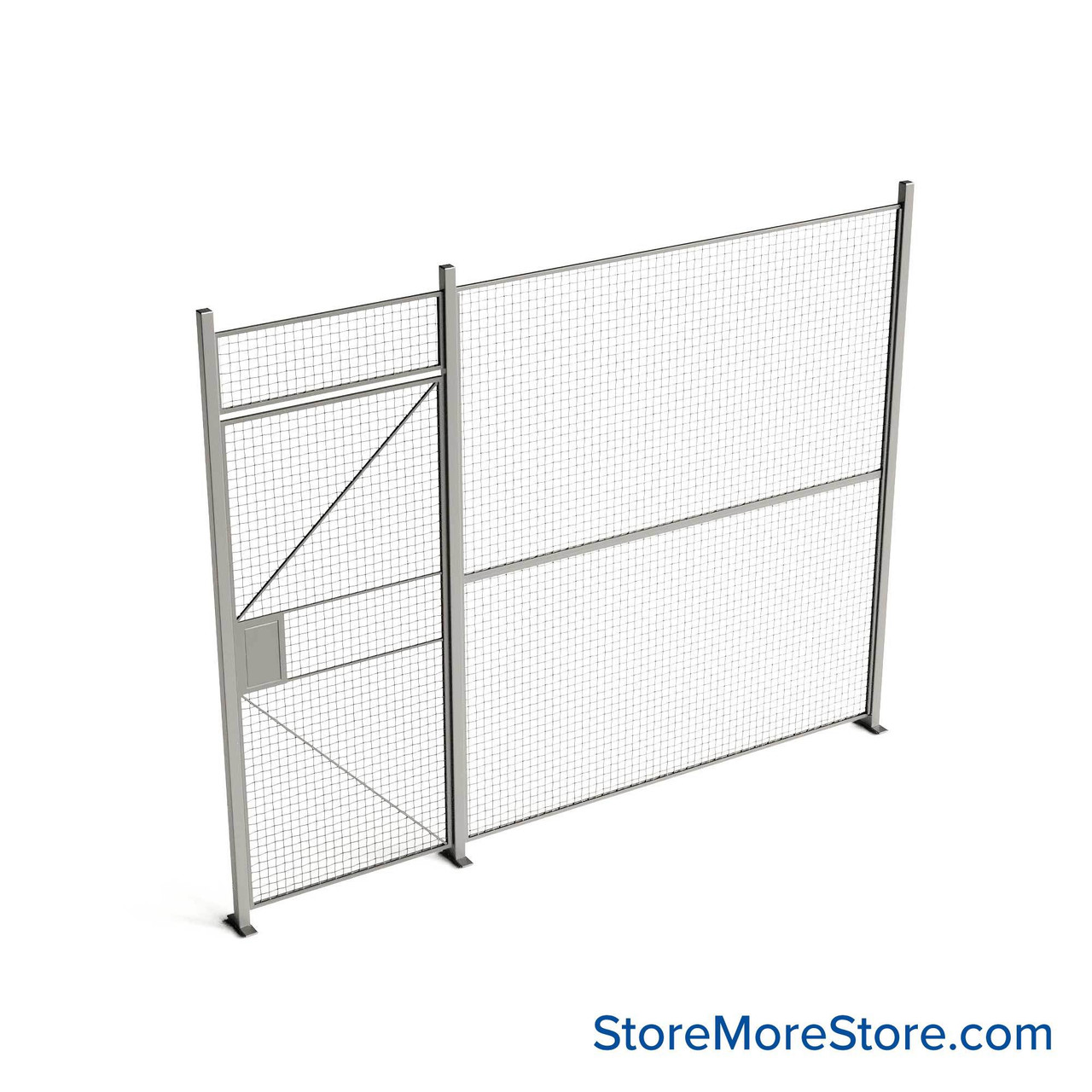 Wire Security Cage, 126" W x 2" D x 101.25" H, 1 Side, 3" Hinged Door