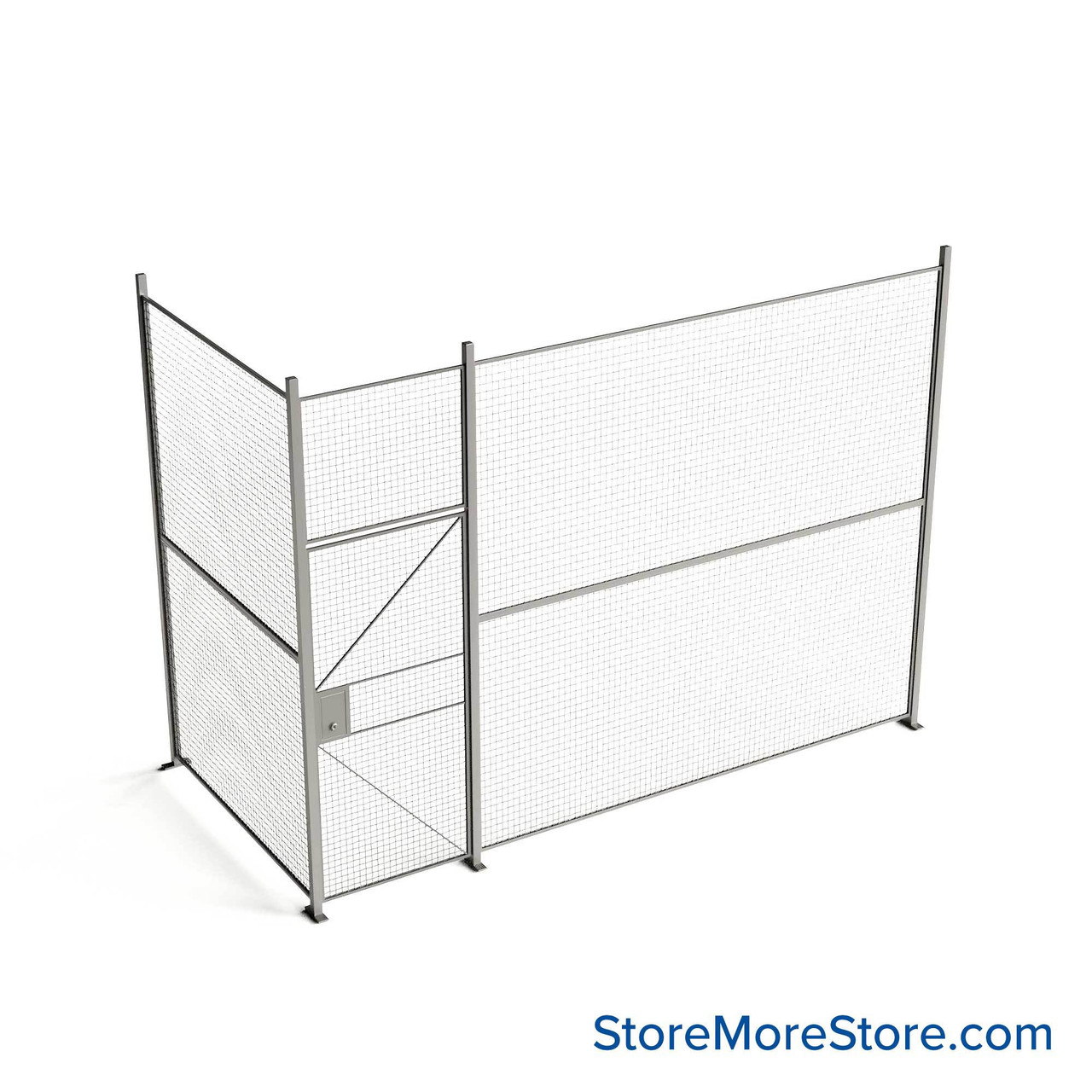 Wire Security Cage, 156" W x 76" D x 125.25" H, 2 Side, 3" Hinged Door