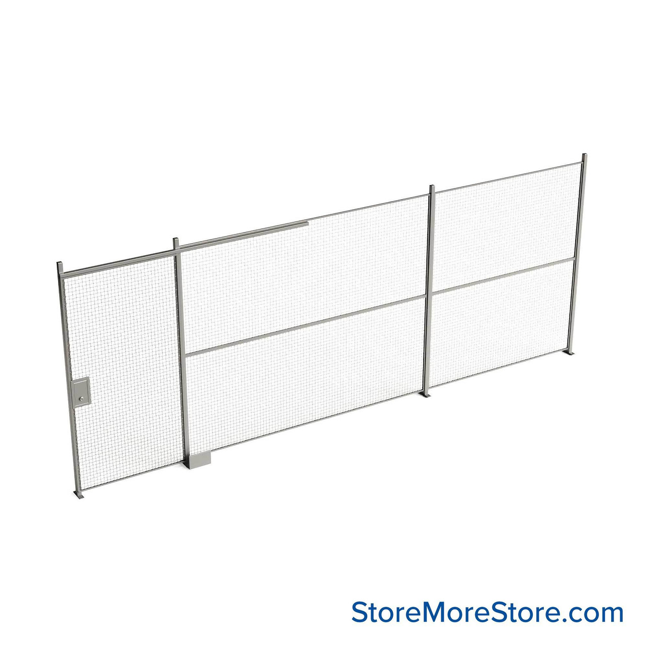 Wire Security Cage, 260" W x 2" D x 125.25" H, 1 Side, 4" Sliding Door
