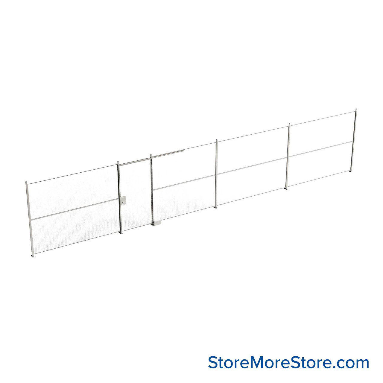 Wire Security Cage, 516" W x 2" D x 101.25" H, 1 Side, 4" Sliding Door