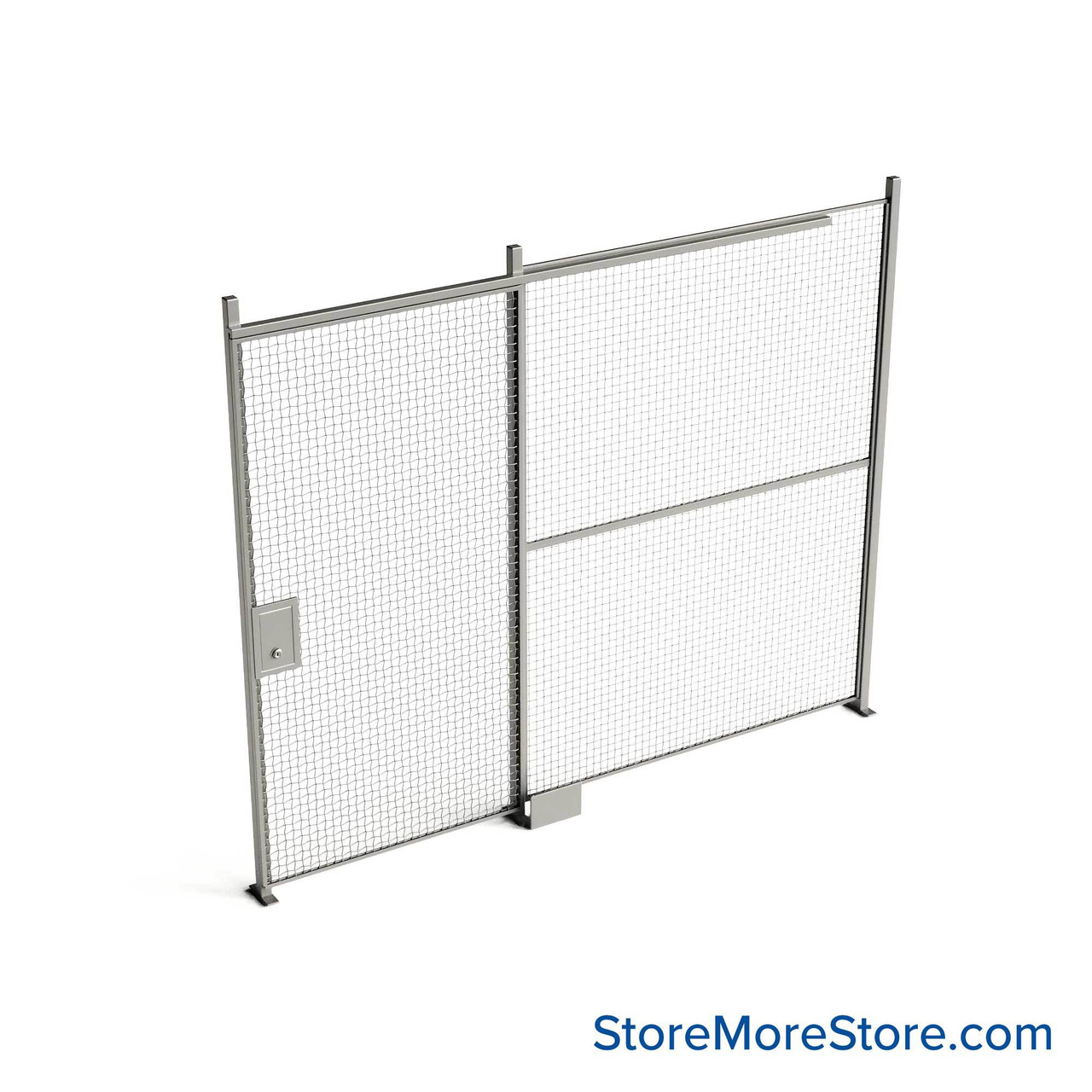 Wire Security Cage, 126" W x 2" D x 101.25" H, 1 Side, 4" Sliding Door