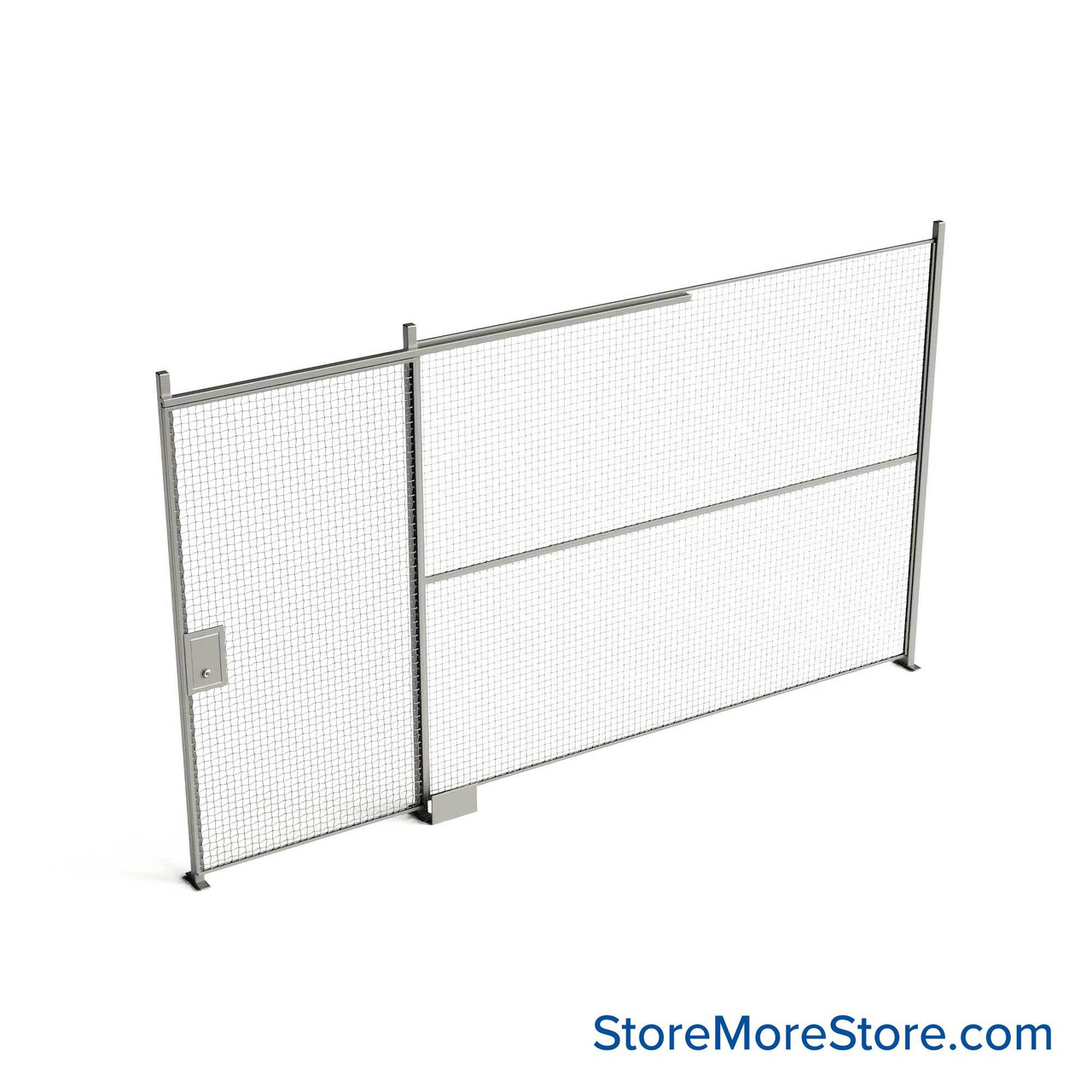 Wire Security Cage, 174" W x 2" D x 101.25" H, 1 Side, 4" Sliding Door