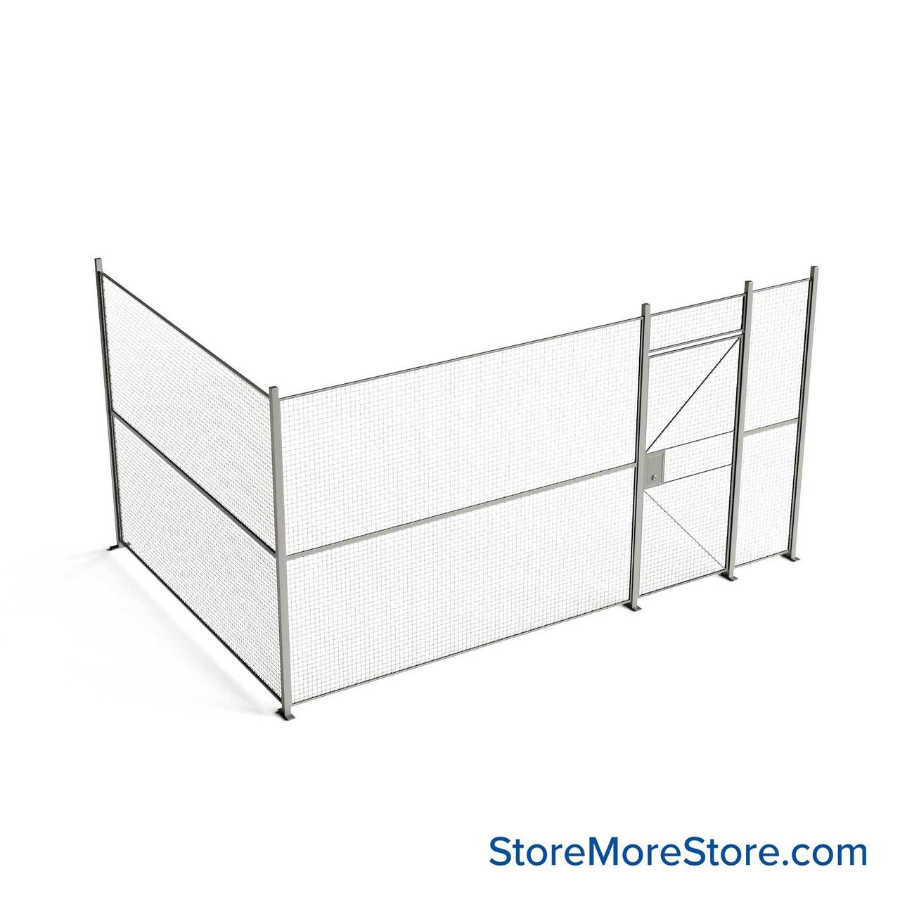 Wire Security Cage, 188" W x 124" D x 101.25" H, 2 Side, 3" Hinged Door
