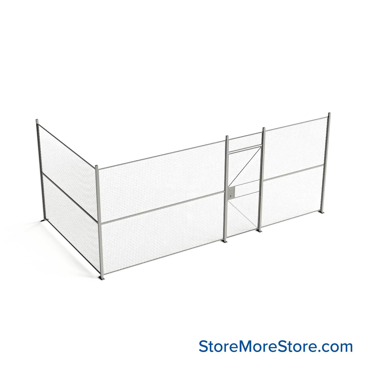 Wire Security Cage, 236" W x 124" D x 101.25" H, 2 Side, 3" Hinged Door