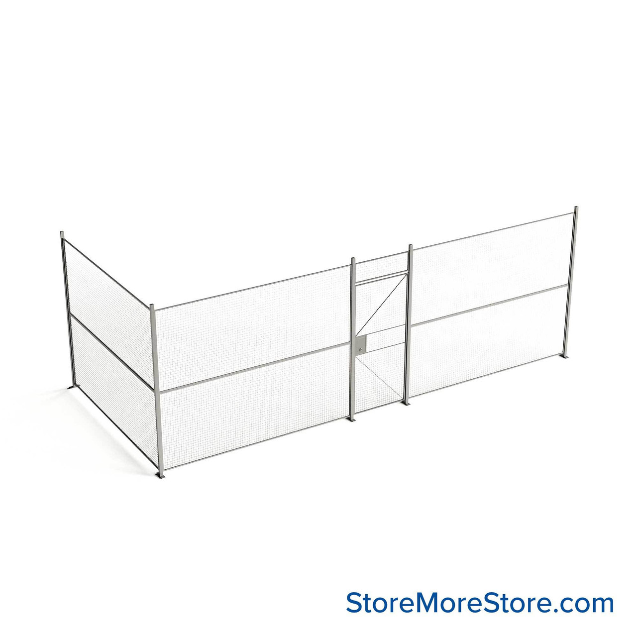 Wire Security Cage, 284" W x 124" D x 101.25" H, 2 Side, 3" Hinged Door