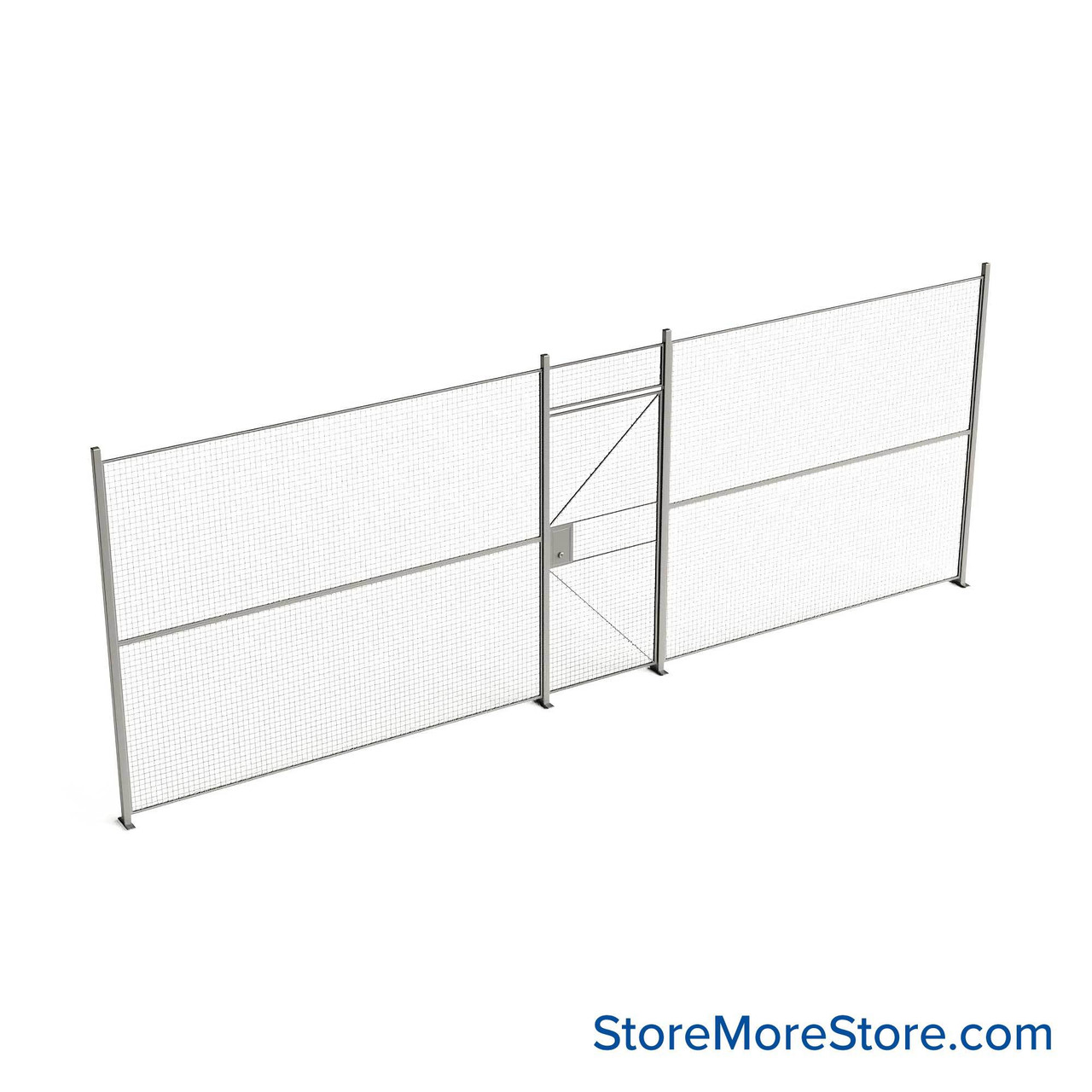 Wire Security Cage, 272" W x 2" D x 101.25" H, 1 Side, 3" Hinged Door