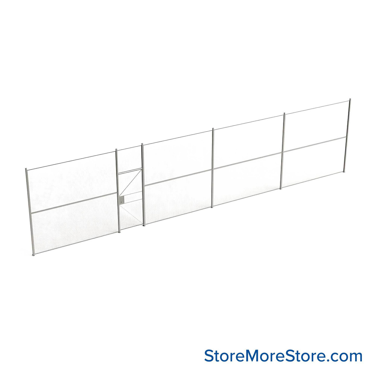 Wire Security Cage, 516" W x 2" D x 125.25" H, 1 Side, 3" Hinged Door