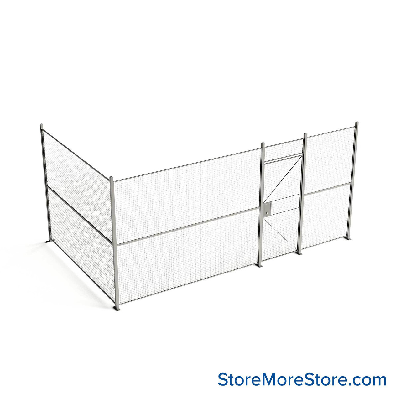 Wire Security Cage, 212" W x 124" D x 101.25" H, 2 Side, 3" Hinged Door